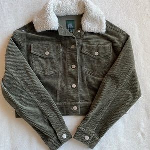 Olive Corduroy Cropped Jacket